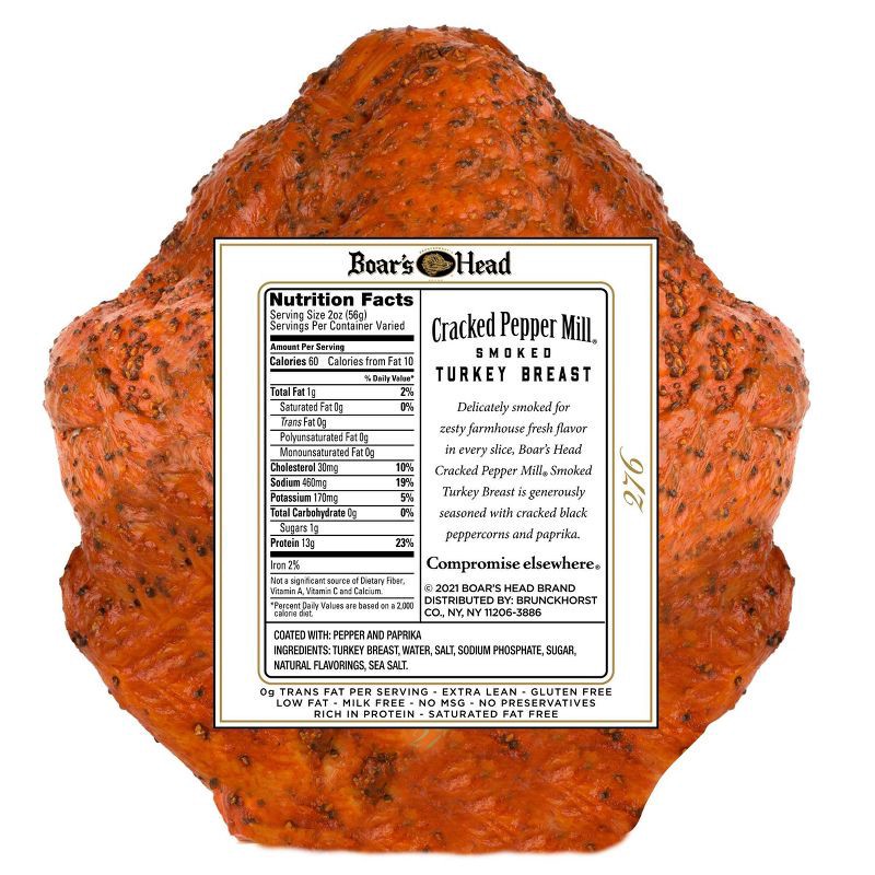 slide 3 of 3, Boar's Head Cracked Pepper Mill Smoked Turkey - Deli Fresh Sliced - price per lb, per lb