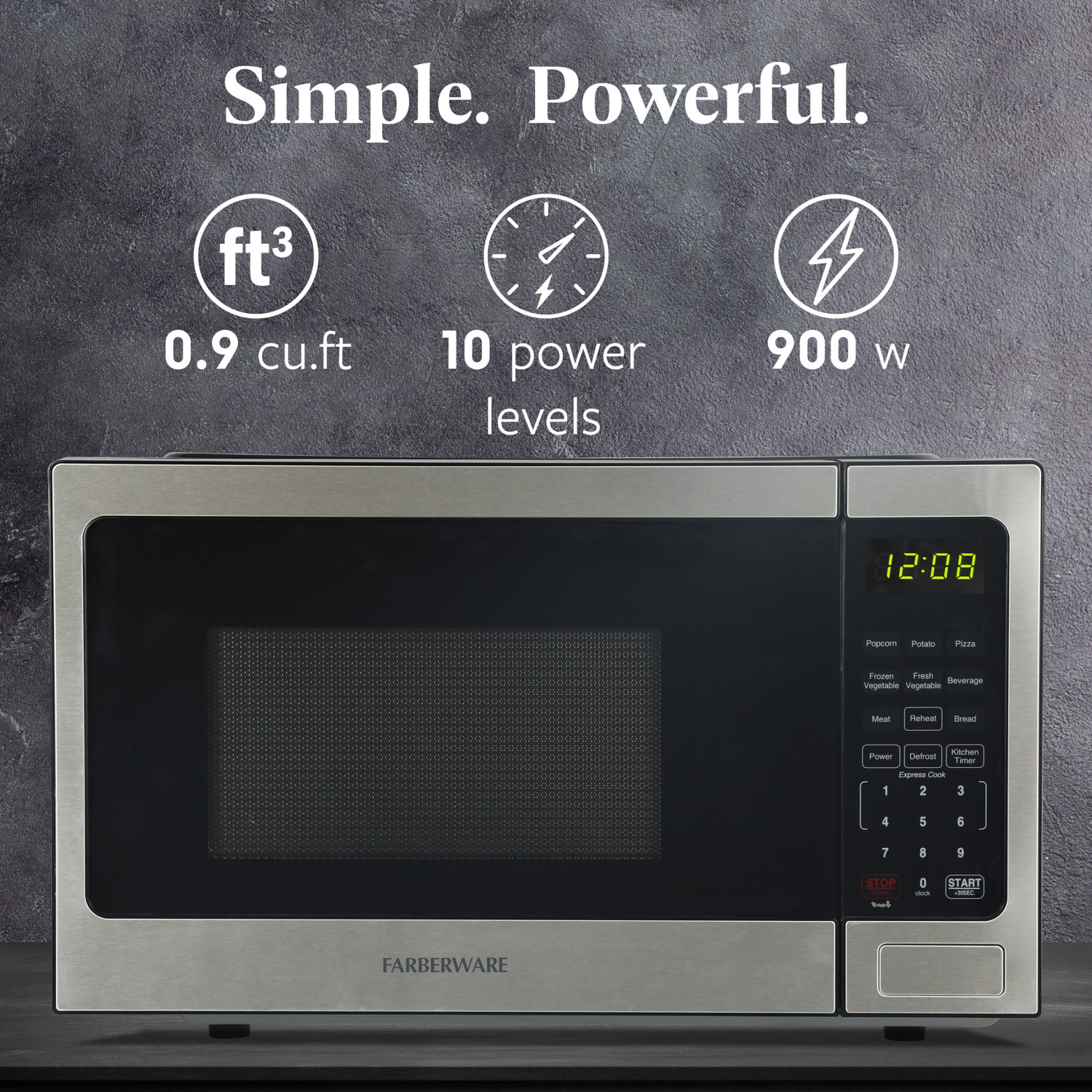 slide 3 of 6, TOSHIBA Black+decker Microwave Oven Stainless Steel 900w 0.9cf, 1 ct