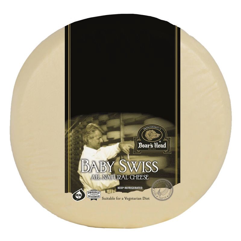 slide 2 of 3, Boar's Head Baby Swiss Cheese - 5lbs - price per lb, per lb