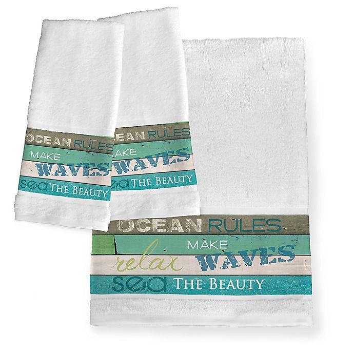 slide 1 of 1, Laural Home Ocean Rules Hand Towels, 2 ct