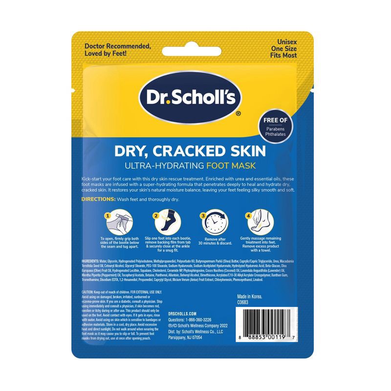 slide 3 of 10, Dr. Scholl's Dry, Cracked Skin Ultra-Hydrating Foot Mask - 1 Pair, 1 ct