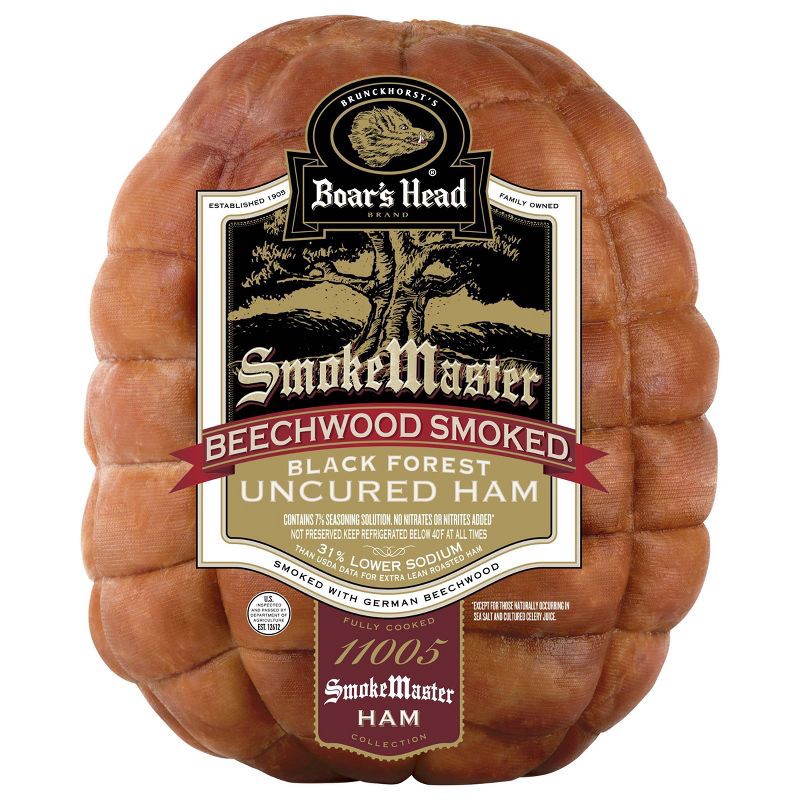 slide 2 of 4, Boar's Head SmokeMaster Beechwood Smoked Black Forest Ham - Deli Fresh Sliced - price per lb, per lb