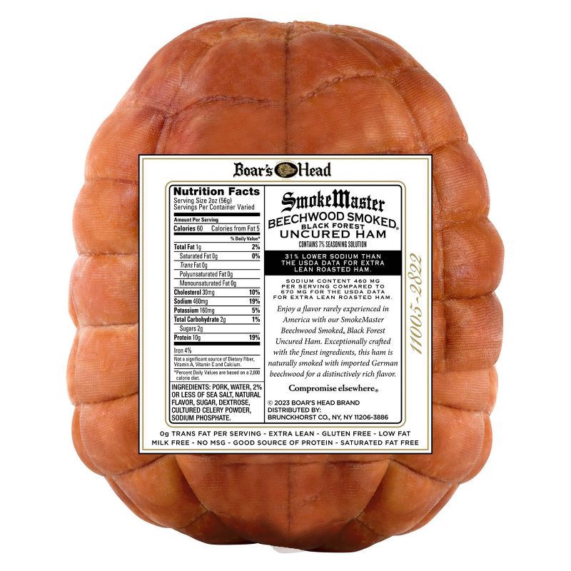 slide 3 of 4, Boar's Head SmokeMaster Beechwood Smoked Black Forest Ham - Deli Fresh Sliced - price per lb, per lb