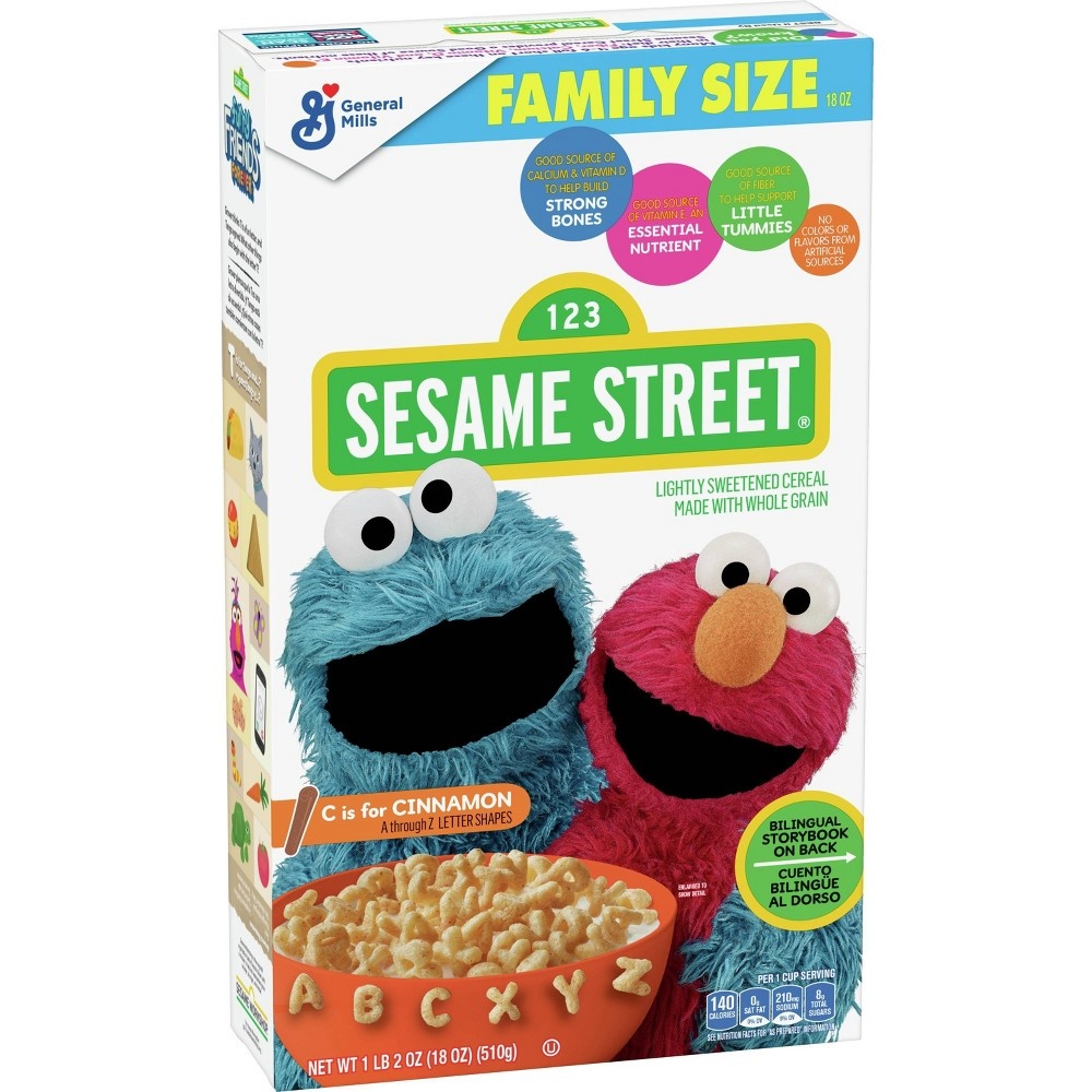 slide 2 of 8, Sesame Street C is for Cinnamon Family Size Cereal - General Mills, 18 oz