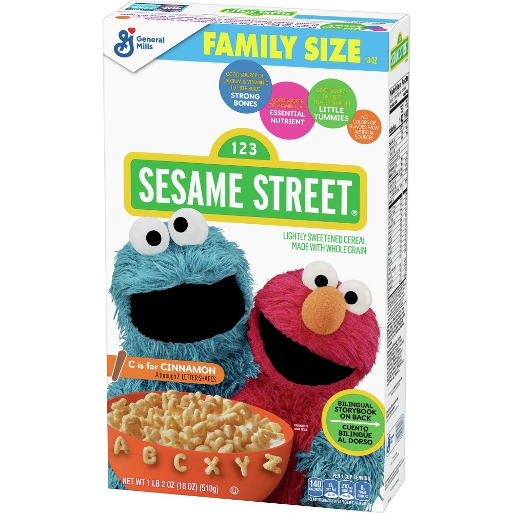 slide 3 of 8, Sesame Street C is for Cinnamon Family Size Cereal - General Mills, 18 oz