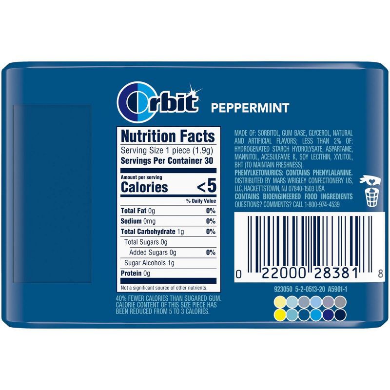 slide 10 of 10, Orbit Gum Peppermint Sugar Free Chewing Gum - 30ct, 30 ct