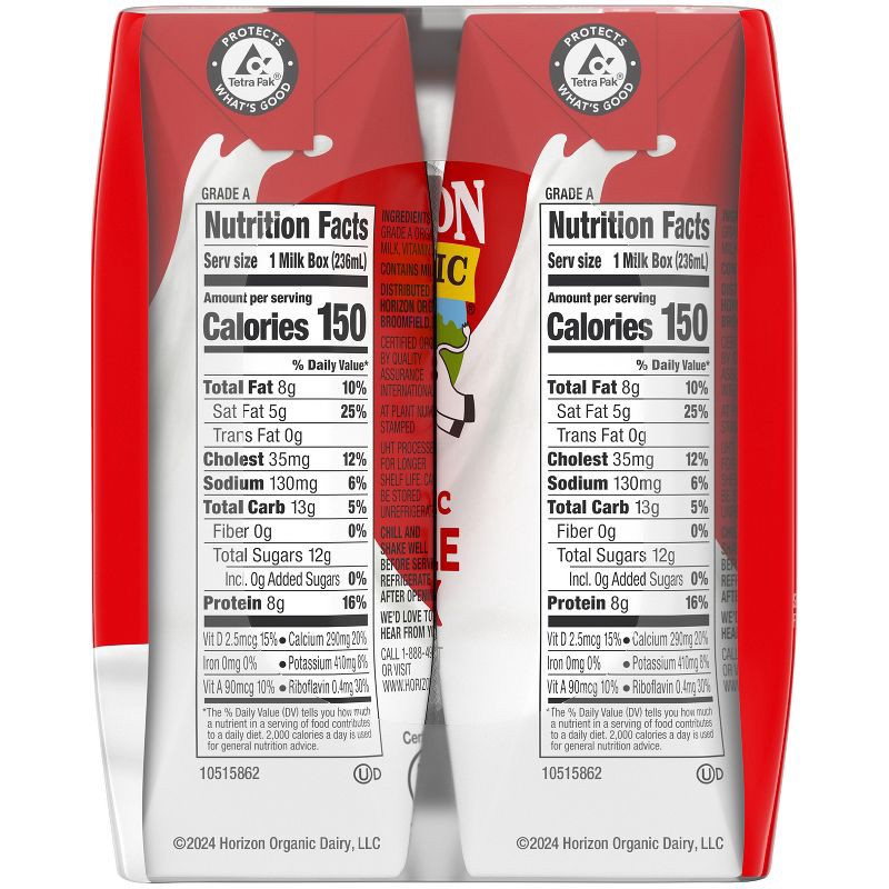 slide 8 of 10, Horizon Organic Whole Milk - 6pk/8 fl oz Boxes, 6 ct; 8 fl oz