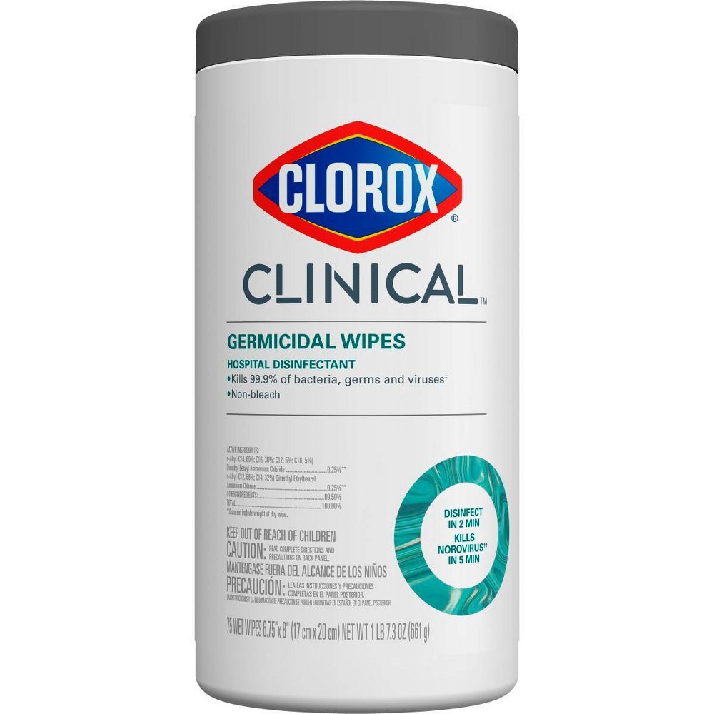 slide 3 of 10, Clorox Clinical Germicidal Wipes - 75ct, 75 ct