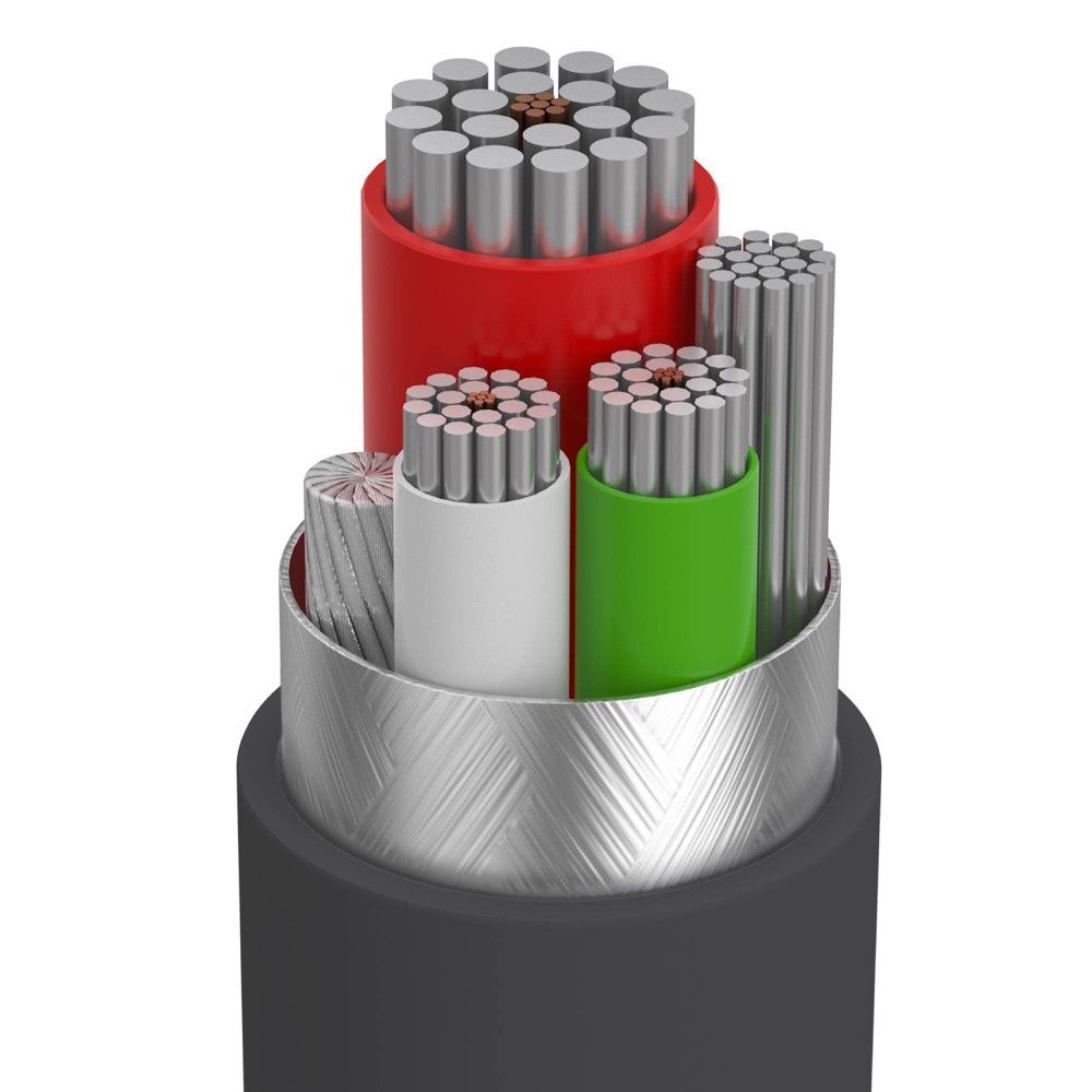 slide 3 of 4, Just Wireless Aux Cable (6') - Dark Gray, 1 ct