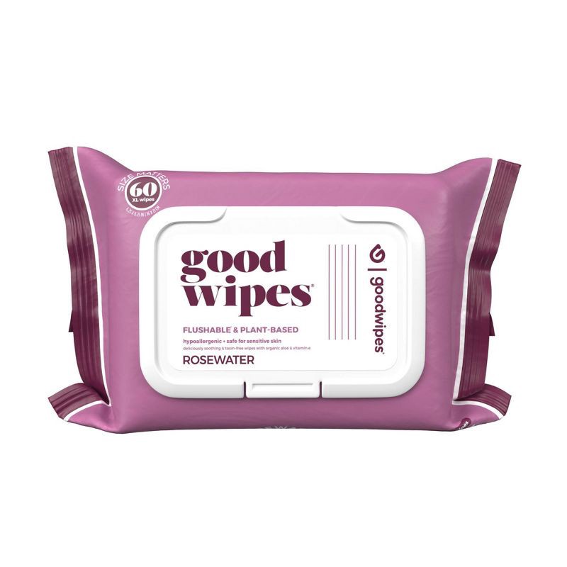 slide 2 of 6, Goodwipes Rosewater Flushable Wipes - 2pk/60ct, 2 ct, 60 ct