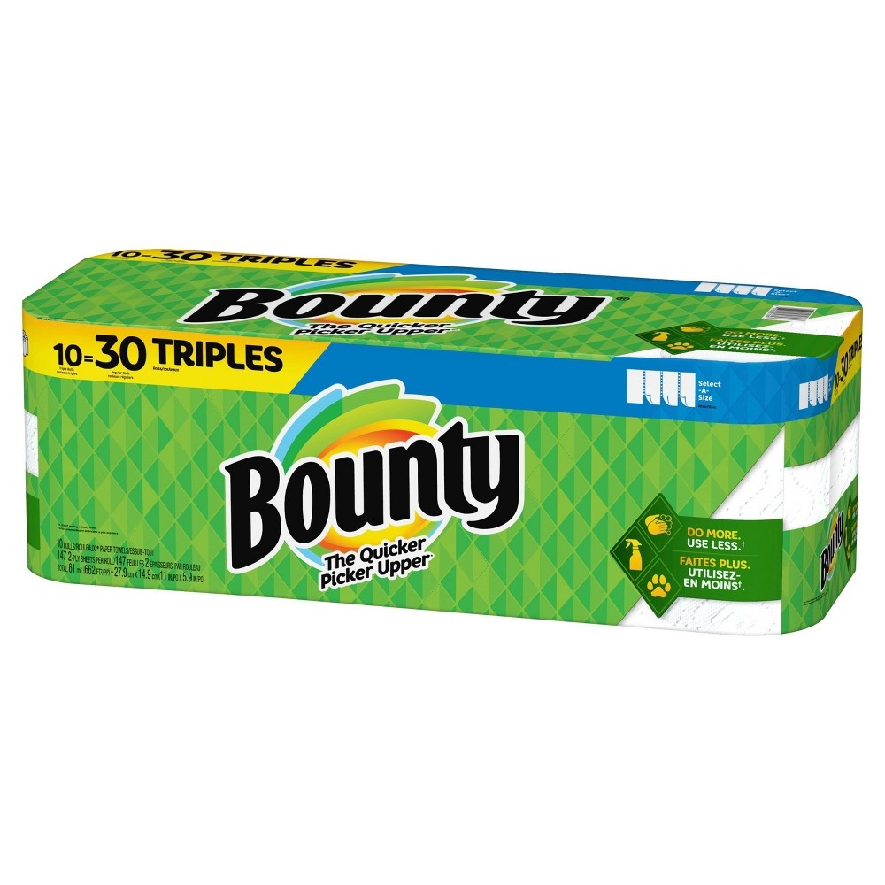 slide 3 of 10, Bounty Select-A-Size Paper Towels - 10 Triple Rolls, 1470 ct