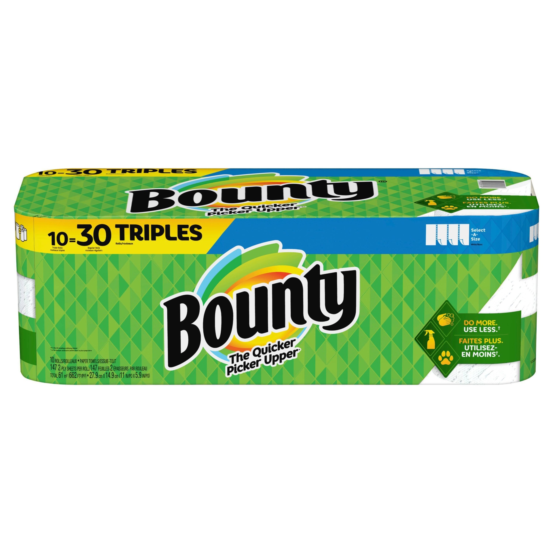 slide 1 of 10, Bounty Select-A-Size Paper Towels - 10 Triple Rolls, 1470 ct