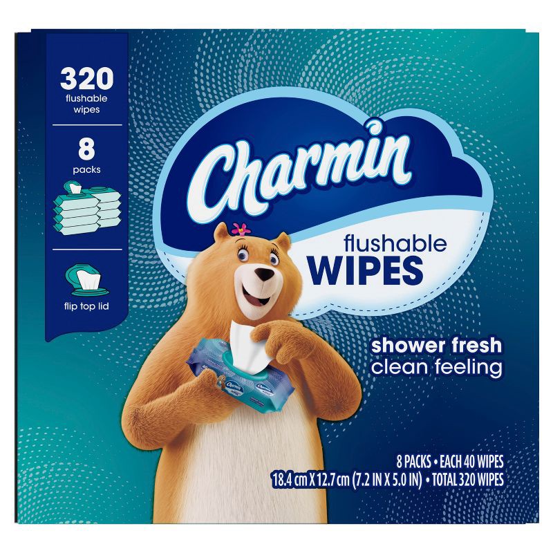 slide 8 of 11, Charmin Flushable Wipes - 8pk/40ct, 8 ct, 40 ct