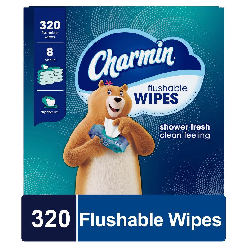 slide 9 of 11, Charmin Flushable Wipes - 8pk/40ct, 8 ct, 40 ct