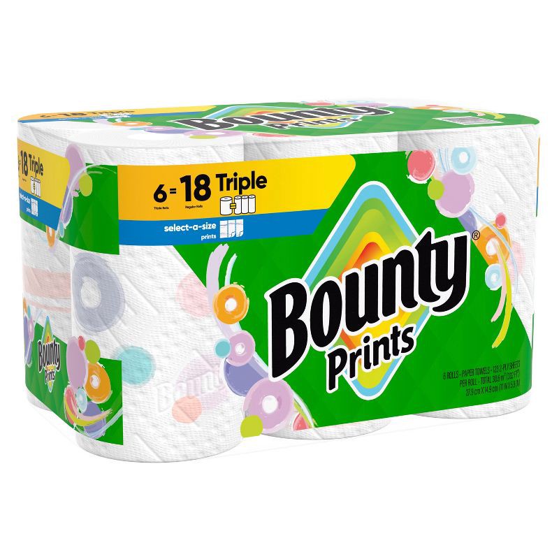 slide 16 of 16, Bounty Printed Select-A-Size Paper Towels - 6 Triple Rolls, 1 ct