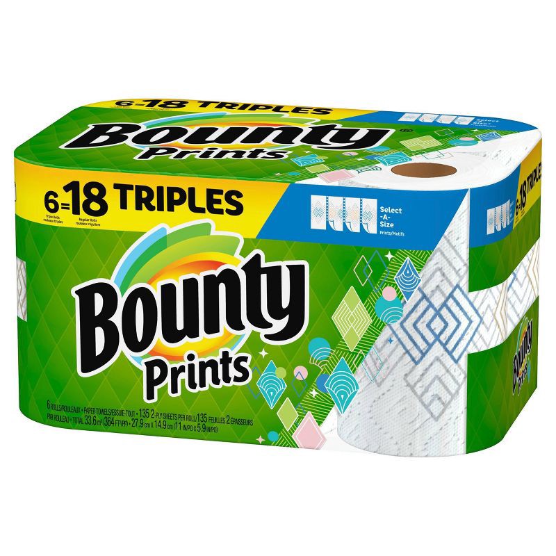 slide 18 of 18, Bounty Printed Select-A-Size Paper Towels - 6 Triple Rolls, 1 ct