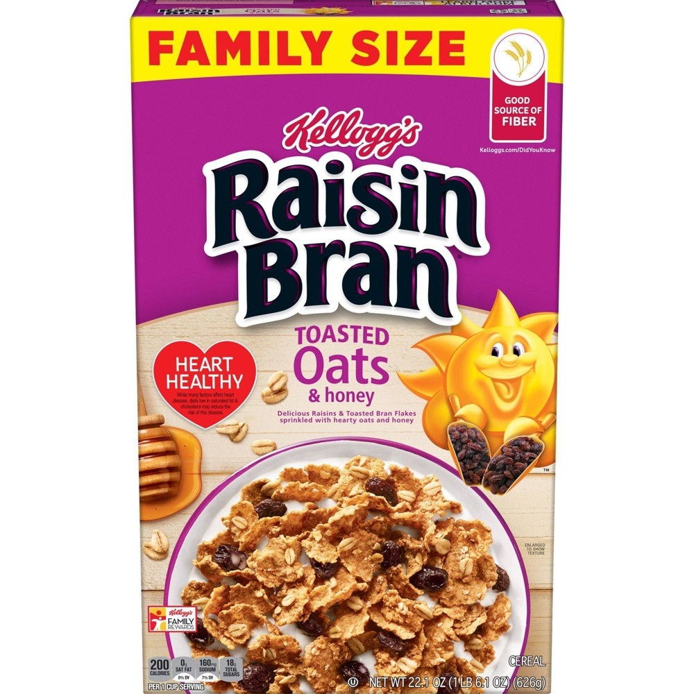 slide 3 of 8, Kellogg's Raisin Bran Raisin Bran Oats Family Size - Kellogg's, 22.1 oz