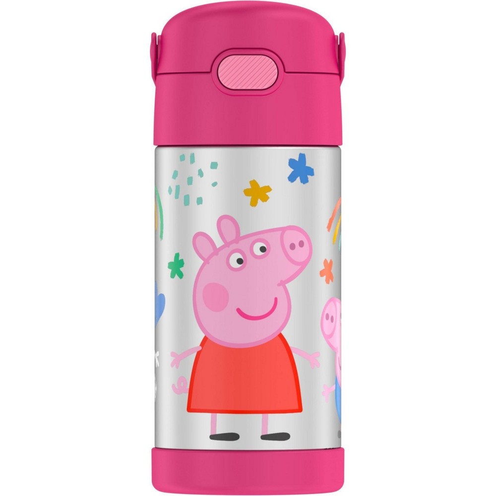 slide 2 of 9, Thermos 12oz FUNtainer Water Bottle with Bail Handle - Pink Peppa Pig, 12 oz