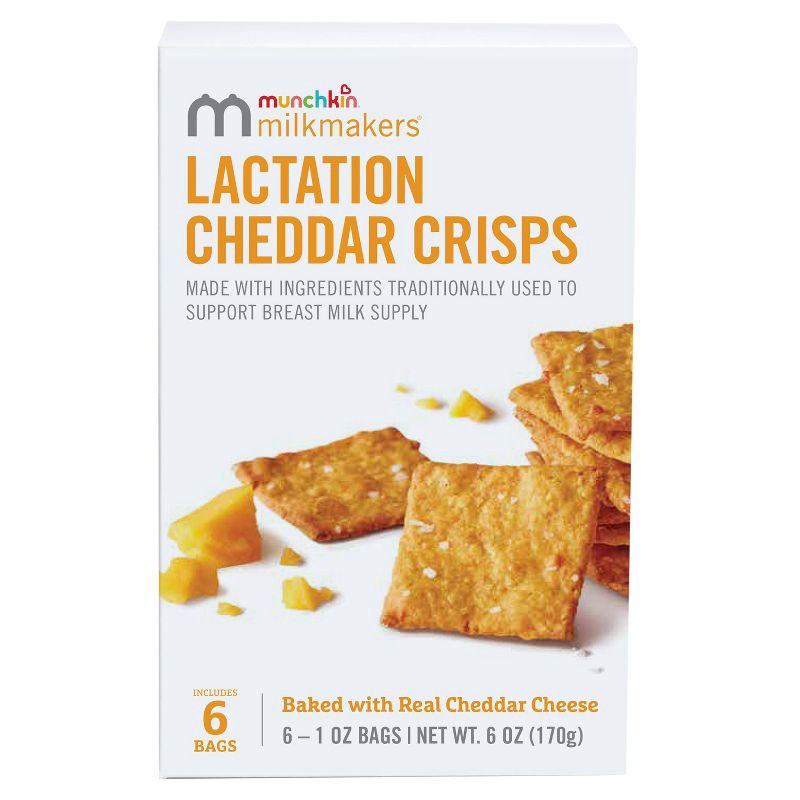 slide 1 of 1, Munchkin Milkmakers Lactation 6pk Cheddar Crisps for Breastfeeding Moms - 6oz/6ct, 6 ct, 6 oz, 6 ct