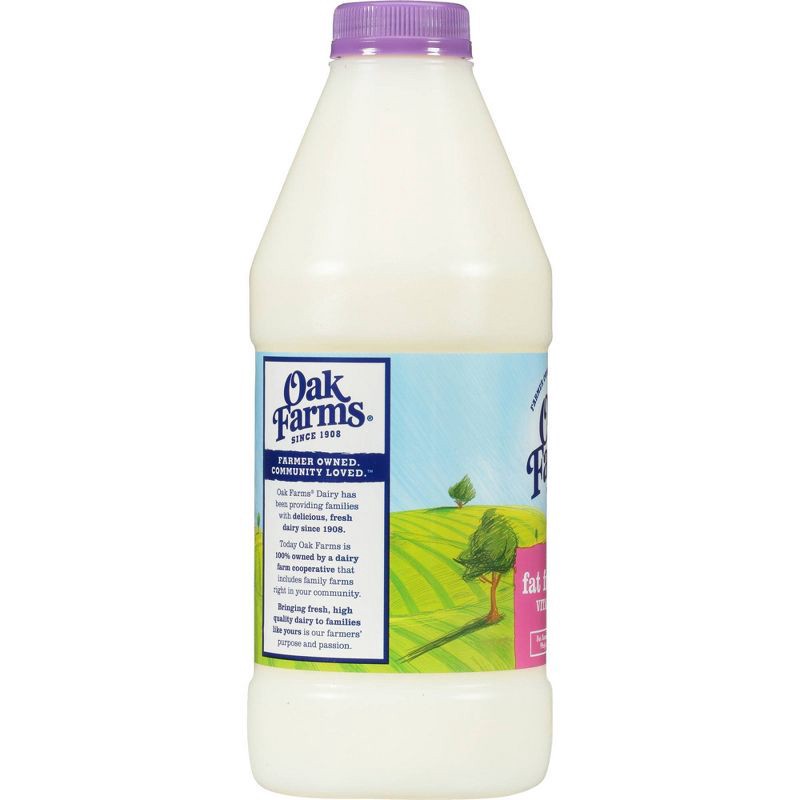 slide 2 of 8, Oak Farms Dairy Oak Farms Fat Free Skim Milk -1qt, 1 qt