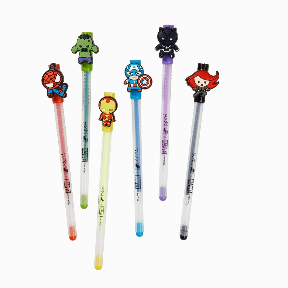 slide 3 of 5, 6pk Gel Pens with Charms Avengers - Yoobi, 6 ct