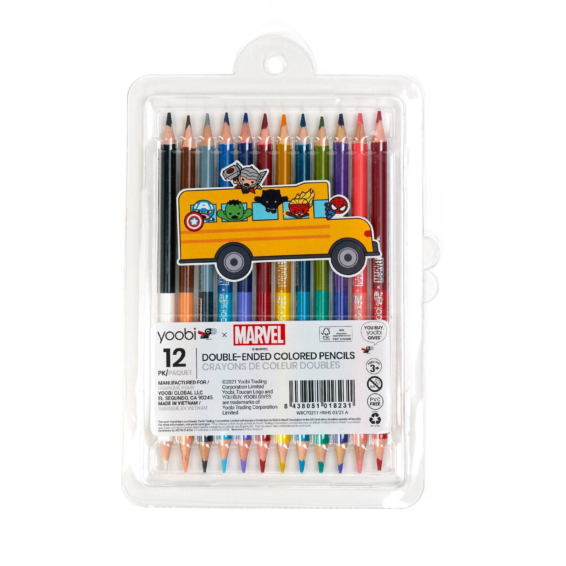 slide 1 of 6, 12pk Colored Pencils Double Ended Kawaii Avengers - Yoobi, 12 ct