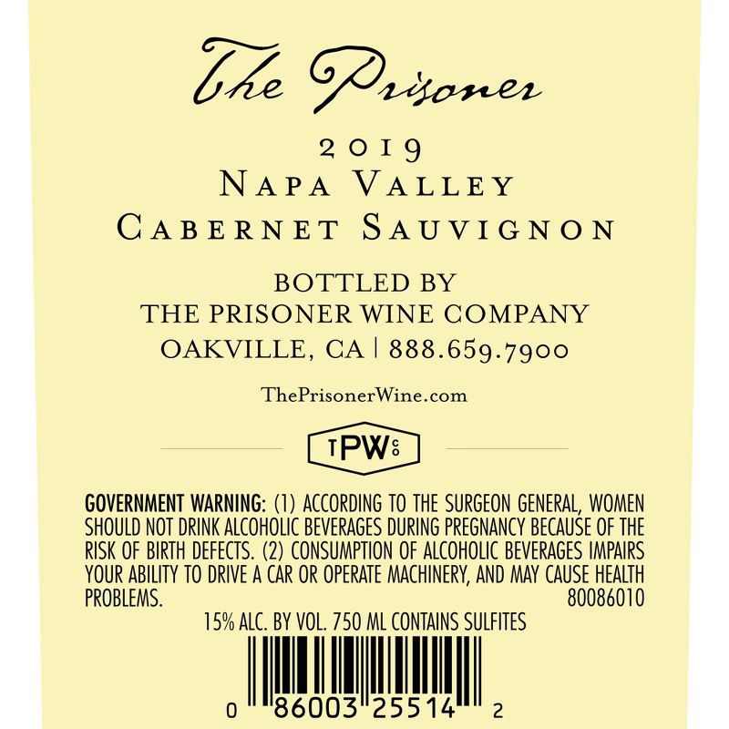 slide 9 of 9, The Prisoner Wine Company The Prisoner Napa Valley Cabernet Sauvignon Red Wine by The Prisoner - 750ml Bottle, 750 ml