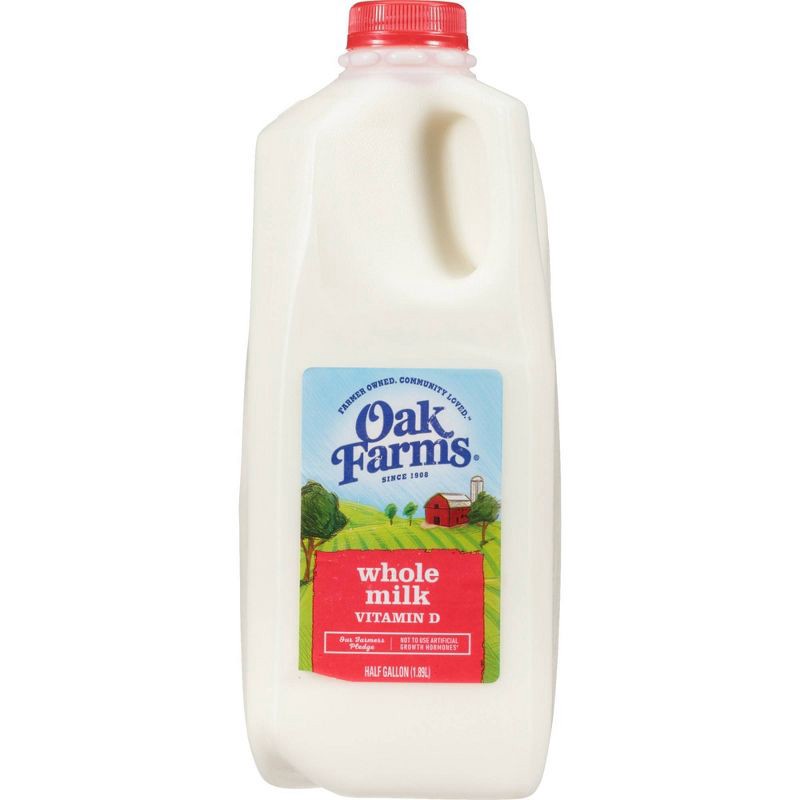slide 1 of 8, Oak Farms Dairy Oak Farms Whole Milk - 0.5gal, 1/2 gal