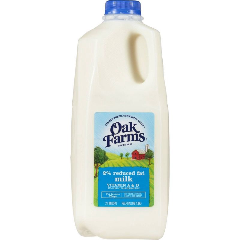 slide 1 of 8, Oak Farms Dairy Oak Farms 2% Reduced Fat Milk - 0.5gal, 1/2 gal