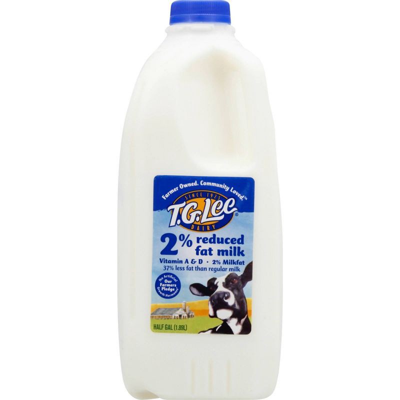 slide 1 of 7, T.G. Lee 2% Reduced Fat Milk - 0.5gal, 1/2 gal