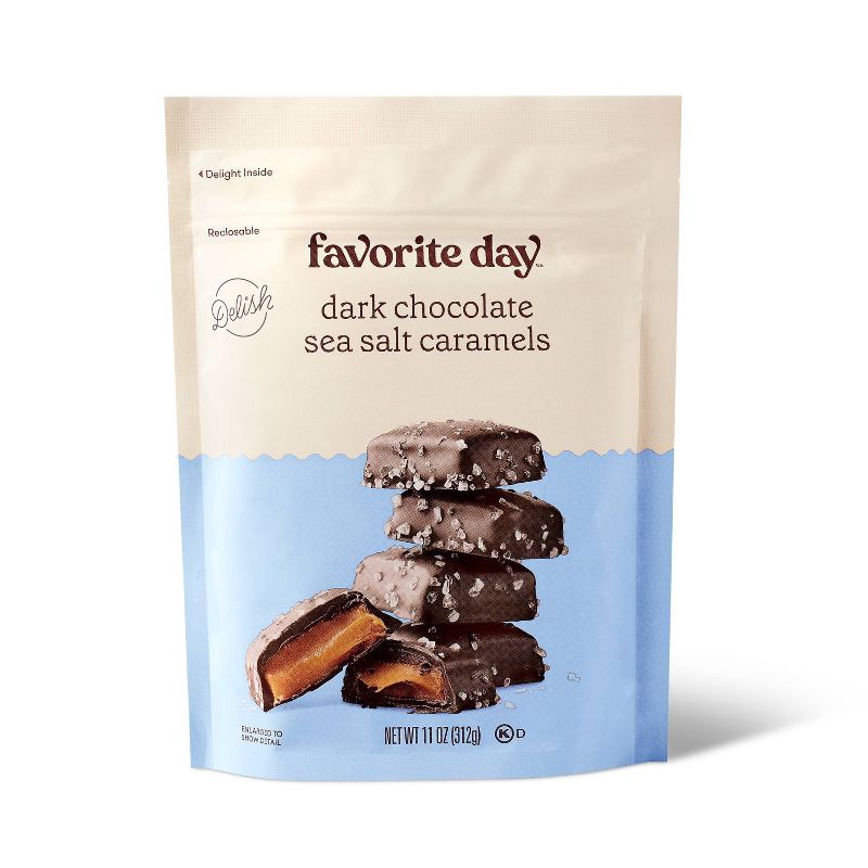 slide 1 of 3, Dark Chocolate Sea Salt Caramel Candy - 11oz - Favorite Day™, 11 oz