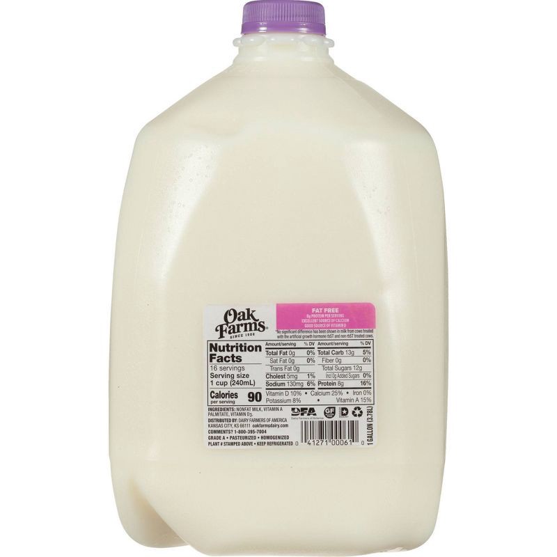 slide 2 of 8, Oak Farms Dairy Oak Farms Fat Free Skim Milk - 1gal, 1 gal