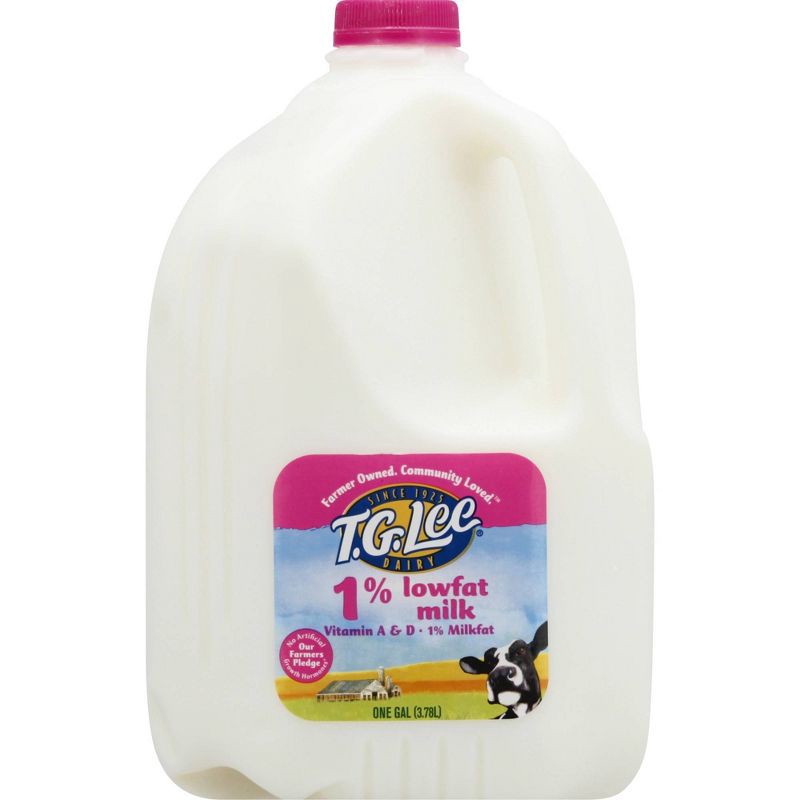 slide 1 of 8, T.G. Lee 1% Milk - 1gal, 1 gal