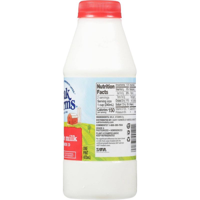 slide 3 of 8, Oak Farms Dairy Oak Farms Vitamin D Milk - 1pt, 1 pint