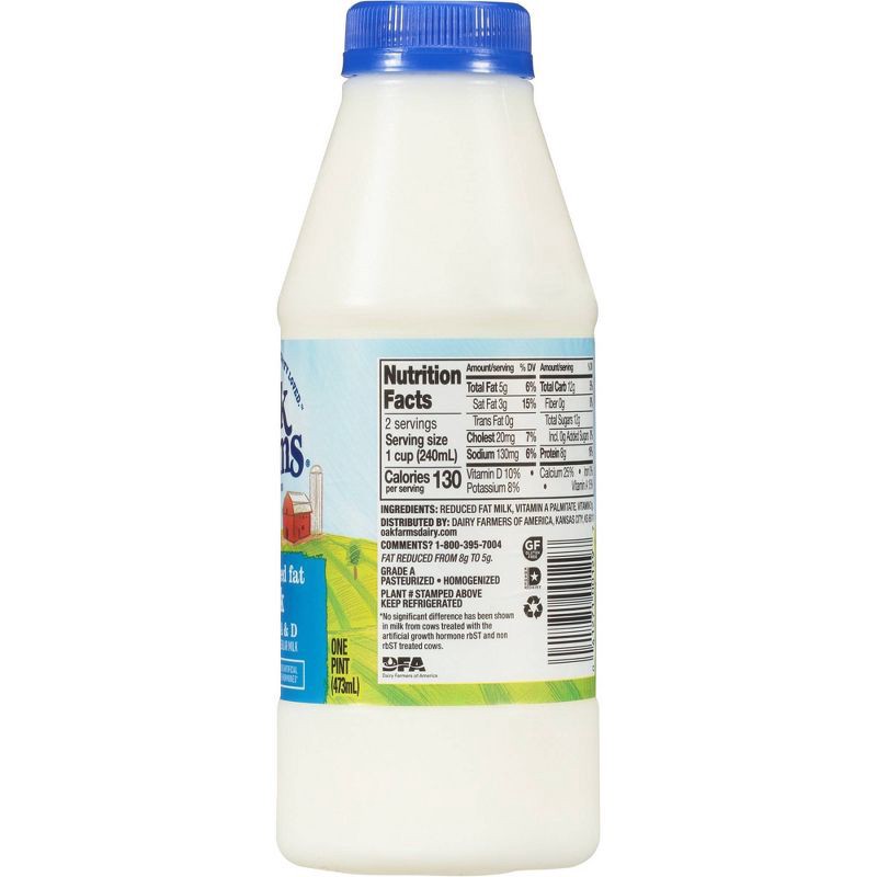 slide 3 of 7, Oak Farms Dairy Oak Farms 2% Reduced Fat Milk - 1pt, 1 pint