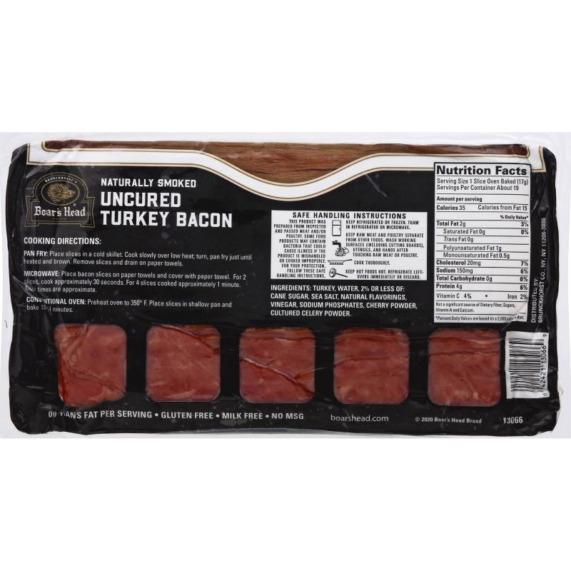 slide 2 of 3, Boar's Head Uncured Turkey Bacon - 12oz, 12 oz