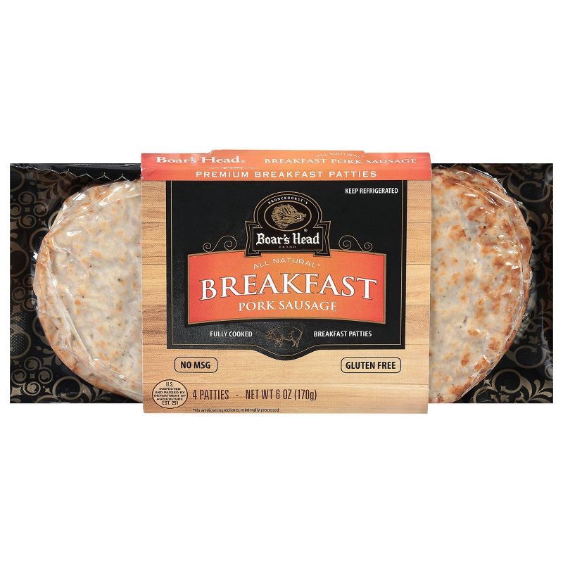 slide 1 of 6, Boar's Head Breakfast Pork Sausage Patties - 6oz, 6 oz