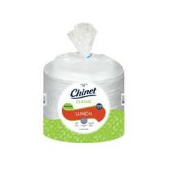 Chinet Classic Lunch Plate 8 3/4" - 120ct: Paper, Round, Solid Pattern