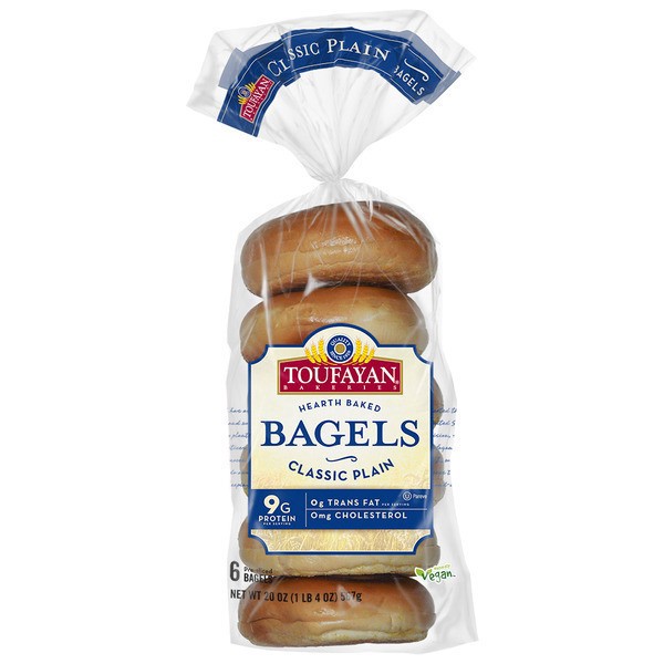 slide 1 of 1, Toufayan Bagels Classic Plain 6 Count, 20 oz