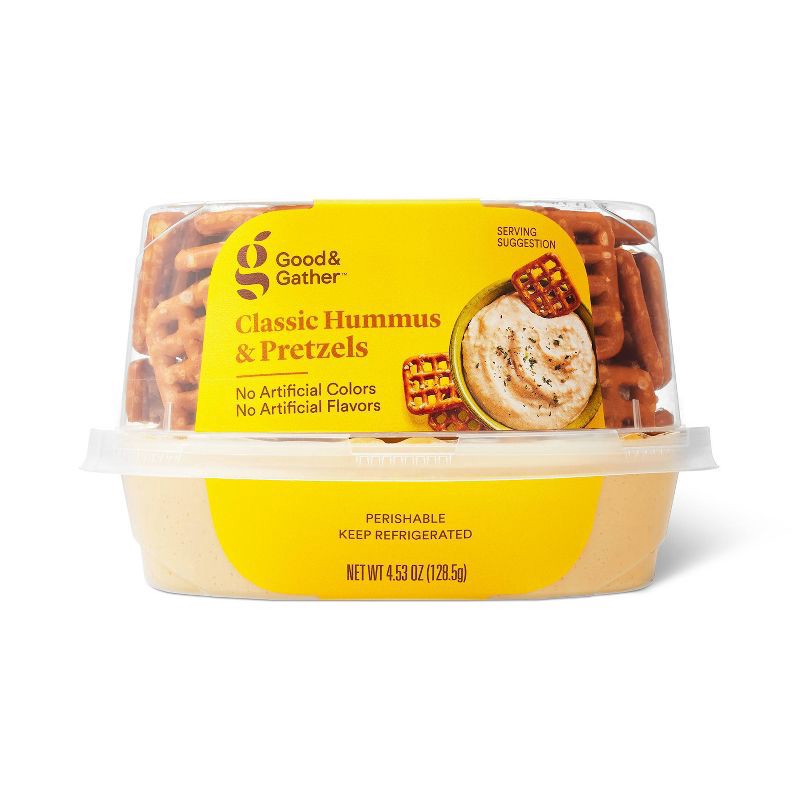 slide 1 of 4, Classic Hummus & Pretzels Cup - 4.53oz - Good & Gather™, 4.53 oz