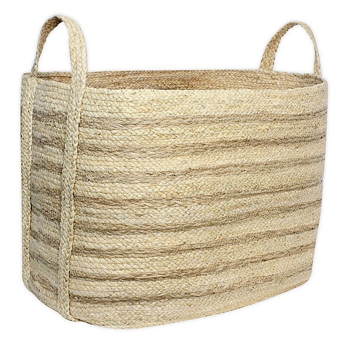 slide 1 of 1, Taylor Madison Designs Rectangular Natural Braided Maize Basket with Seagrass Stripes, 1 ct