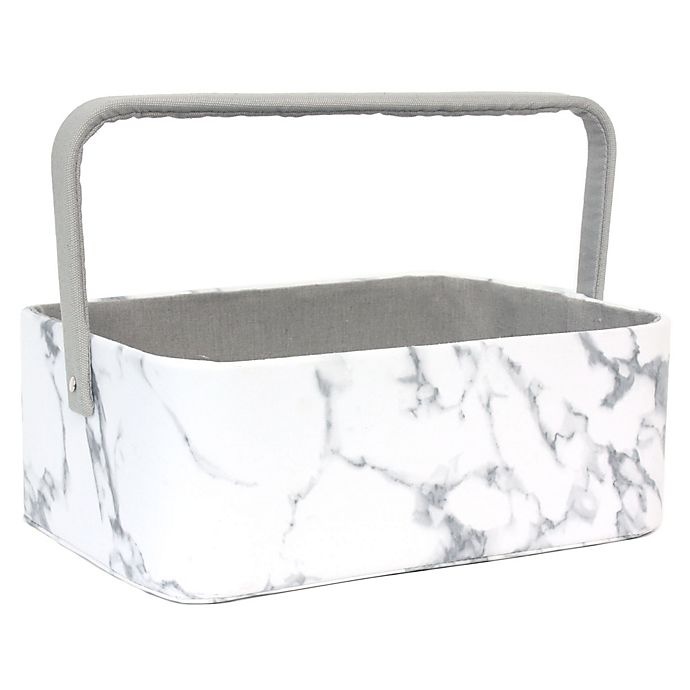 slide 1 of 1, Taylor Madison Designs Marble Diaper Caddy - White/Grey, 1 ct