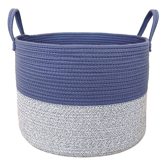slide 1 of 1, Taylor Madison Designs Round Rope Basket - Blue/White, 1 ct