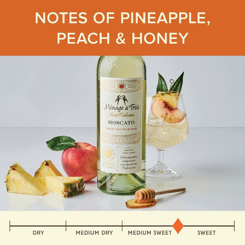 slide 3 of 6, Menage a Trois Ménage Trois Sweet Collection Moscato White Blend Wine - 750ml Bottle, 750 ml