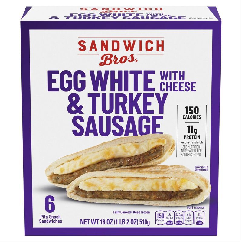 slide 1 of 5, Sandwich Bros. of Wisconsin Sandwich Brothers of Wisconsin Frozen Egg White with Turkey & Cheese Breakfast Sandwich - 18oz/6ct, 6 ct; 18 oz