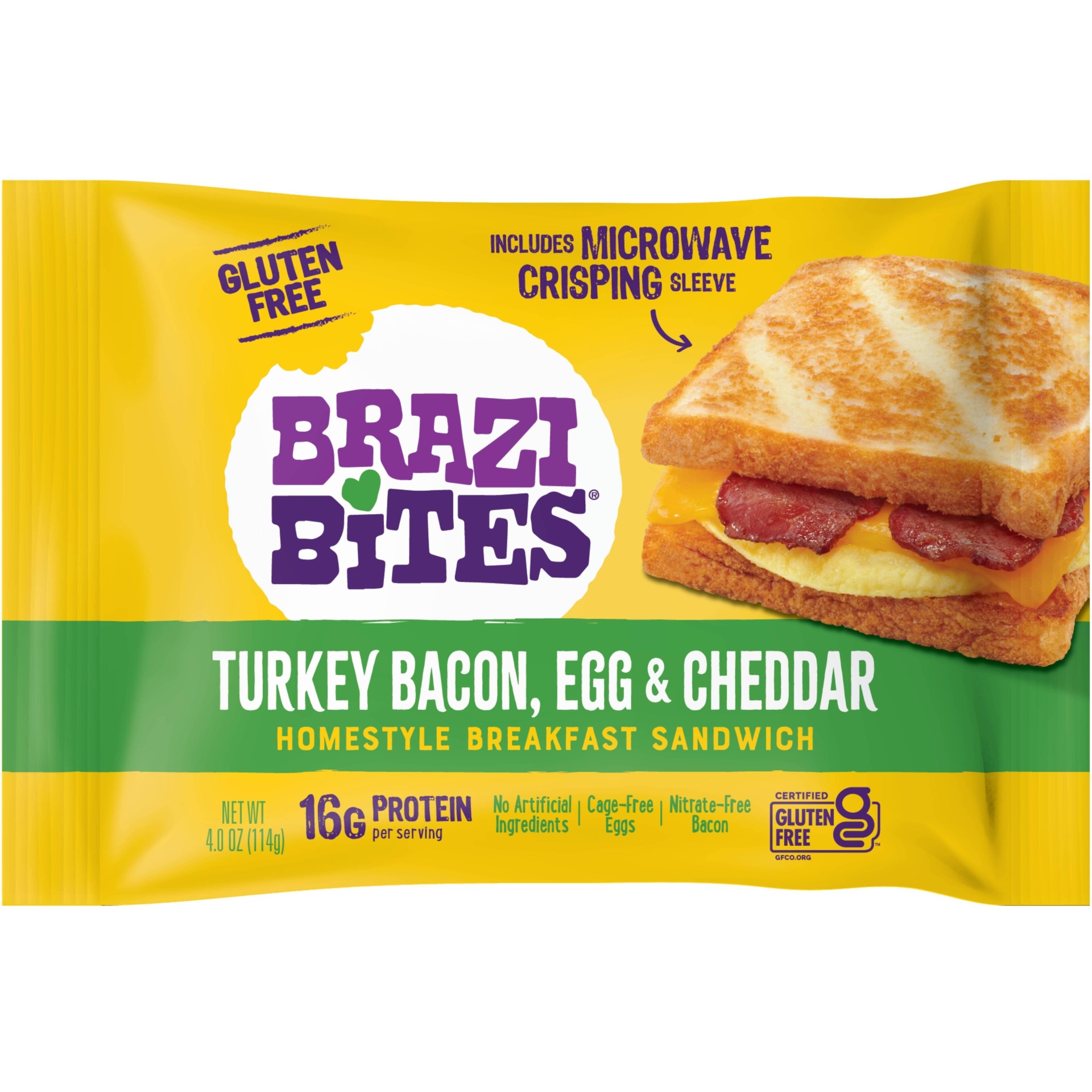 slide 1 of 1, Brazi Bites Gluten Free Turkey, Bacon, Egg & Cheese Frozen Breakfast Sandwich - 4oz, 4 oz