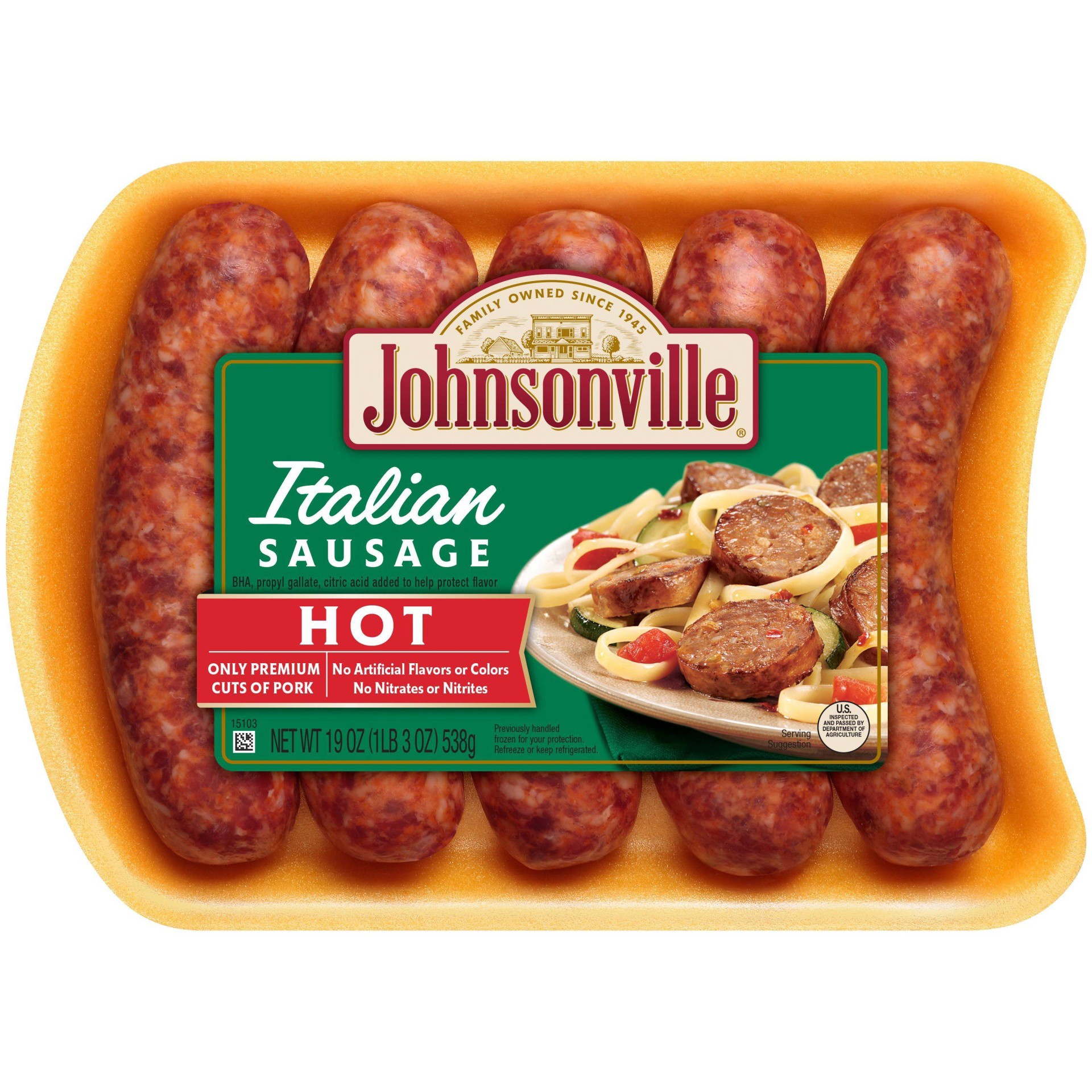 slide 1 of 3, Johnsonville Hot Italian Sausage 19 oz, 19 oz