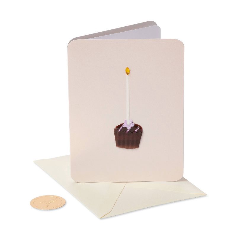 slide 1 of 1, Birthday Card Cupcake with Candle - PAPYRUS, 1 ct
