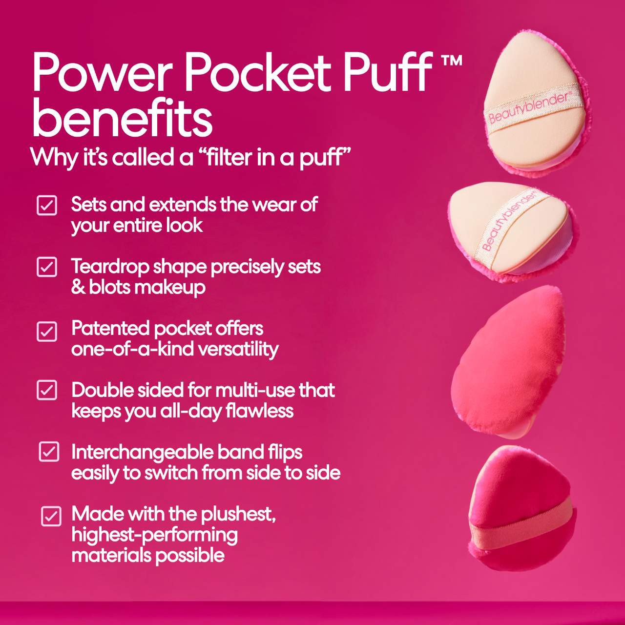 slide 2 of 4, Beautyblender POWER POCKET PUFF™ Dual-Sided Powder Puff for Setting and Baking, 1 ct