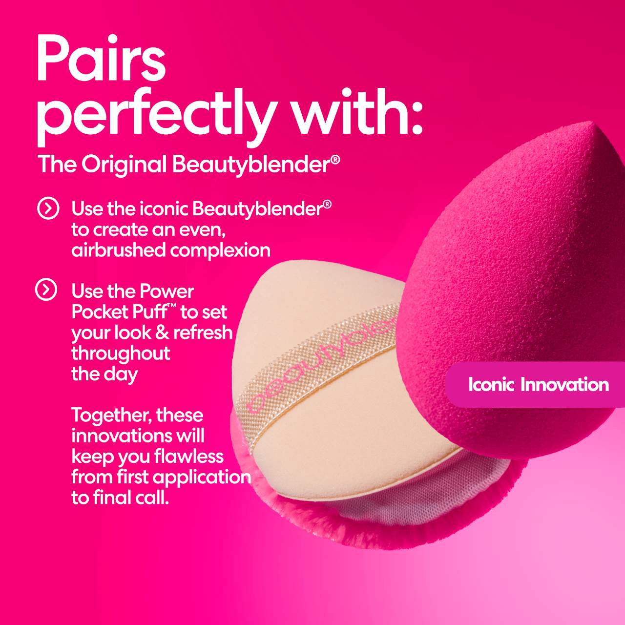 slide 3 of 4, Beautyblender POWER POCKET PUFF™ Dual-Sided Powder Puff for Setting and Baking, 1 ct
